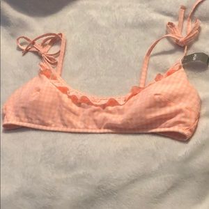 Aerie peach checkered bikini top